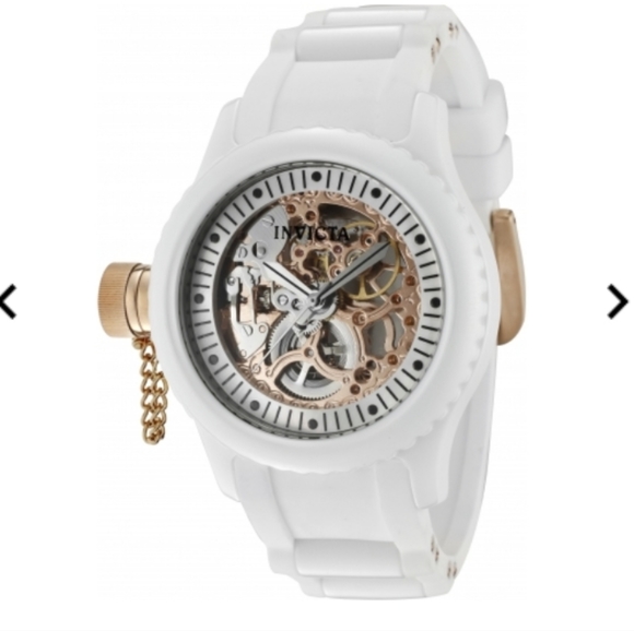 Invicta Women's 1827 Russian Diver Lefty White Ceramic Rose Gold Skeleton Watch - Picture 5 of 12